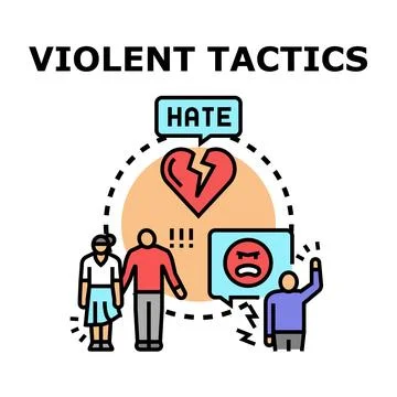 Violent tactics causing conflict and emotional distress Stock Illustration