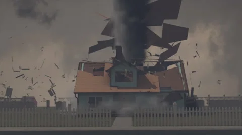 Violent Tornado Destroys House Stock Footage