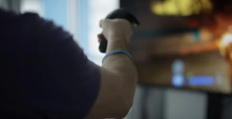 Violent video game VR playing Stock Footage 106848915