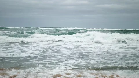 Violent waves breaking on shore Stock Footage 274345503