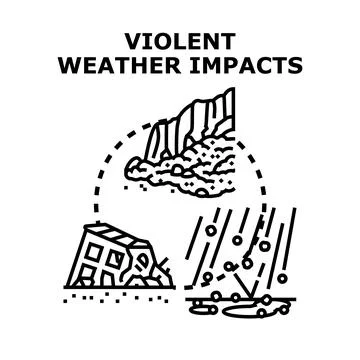 Violent weather impacts causing natural disaster destruction Ilustración de archivo