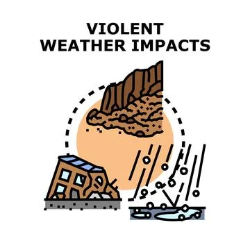 Violent weather impacts causing natural disaster destruction Ilustración de archivo