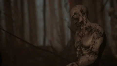 Violent Zombie, Walking Dead Approaches To Attack In Apocalypse, Scary Scene 01 Stock Footage 231096618