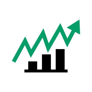 Violently fluctuating chart and bar graph. Vector. Illustrazione stock