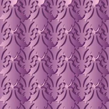 Violet 3d Baroque seamless pattern. Vector floral background wallpaper. Vinta Stock Illustration