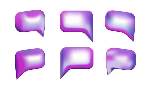Violet 3d bubble speeches set vector illustration design. イラスト素材