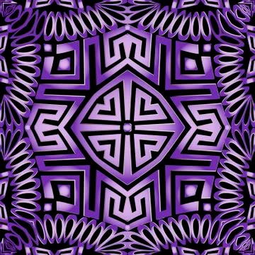 Violet 3d greek vector seamless pattern. Ornate geometric patterned background 스톡 일러스트
