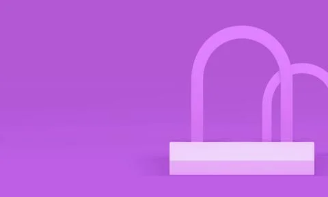 Violet 3d rectangle podium with arch mock up for product show realistic vecto Stock Illustration