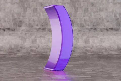 Violet 3d round bracket symbol. Glossy indigo sign on tile background. 3d ren 스톡 일러스트