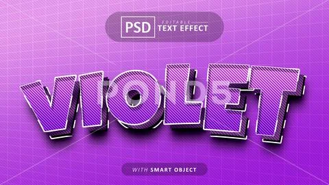 Violet 3d text effect editable PSD Template