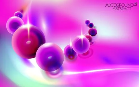 Violet abstract background with spheres. Balls composition plastic bubbles. Stock Illustration
