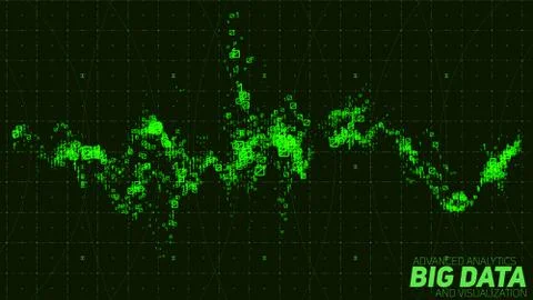 Violet abstract binary wave. 3D big data visualization. Intricate financial d Stock Illustration