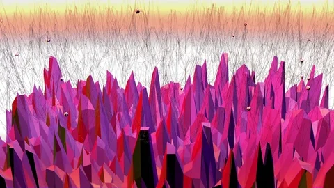 Violet abstract low poly waving surface as cybernetic field. Violet abstract Stock Footage 76011076
