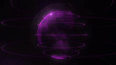 Violet abstract sphere. Connected violet dots with lines. Globalization Stock Illustration