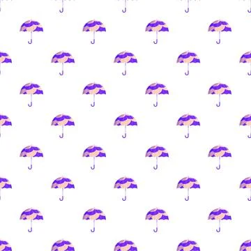 Violet and beige umbrella raindrop protection seamless pattern Illustrazione stock