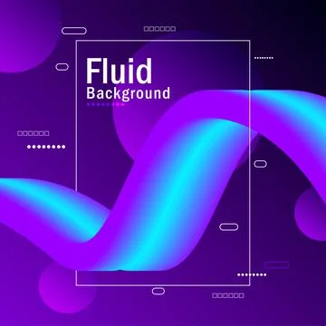 Violet and blue fluid wave. Duotone geometric compositions with gradient 3d f Illustrazione stock
