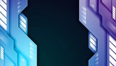 Violet and blue hi-tech geometric abstract background Stock Illustration