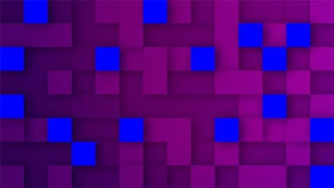 Violet and Blue Squares Backdrop with 3D effect Stock Illustration