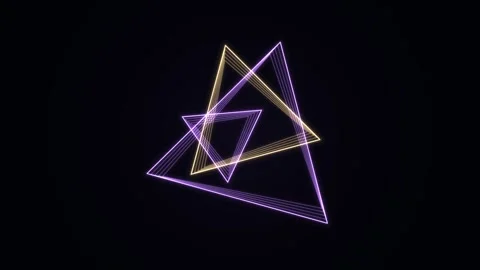 Violet and gold triangles rotate in a continuous layered pattern against Stock Footage 345184869