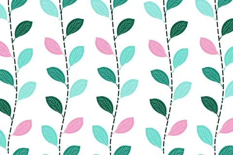 Violet and green basil branches seamless pattern Stock Illustration