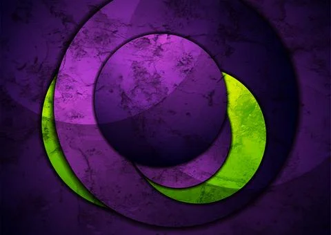 Violet and green circles abstract retro grunge geometric background Stock Illustration