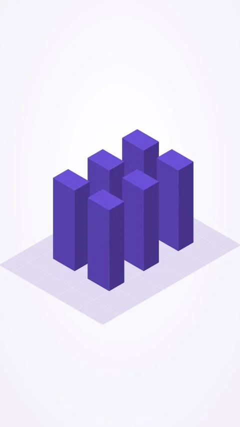 Violet and mint isometric data center animation, seamless loop, vertical 9:16 Stock Footage 346257964
