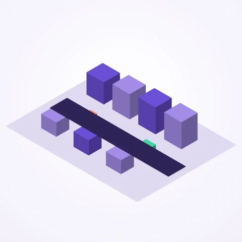 Violet and mint isometric last mile delivery looping animation, square 1:1 Stock Footage 346258064
