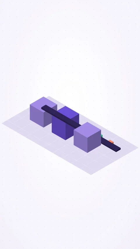 Violet and mint isometric processing pipeline looping animation, vertical 9:16 Stock Footage 346258100