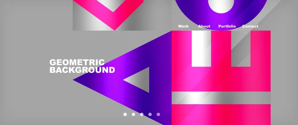 Violet and pink rectangles create a geometric pattern on gray background 库存插图