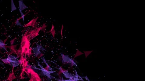 Violet and red particles move slowly against a black background. 3d rendering. c Stock Footage 83402124