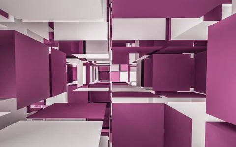 Violet and white cubes abstract 3d render illustration Stock Illustration