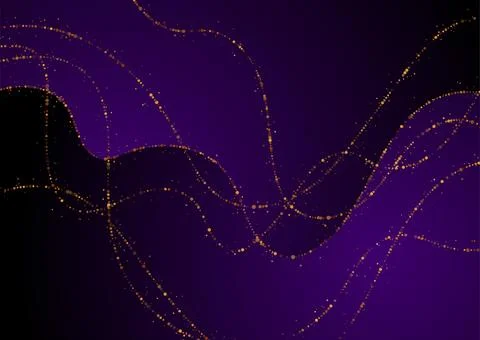 Violet background and abstract sparkling wavy dotted lines Stock Illustration