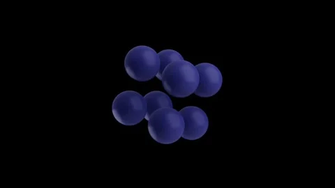 Violet balls moving on a black background. Abstract seamless loop 3D rendered Stock Footage 165148502