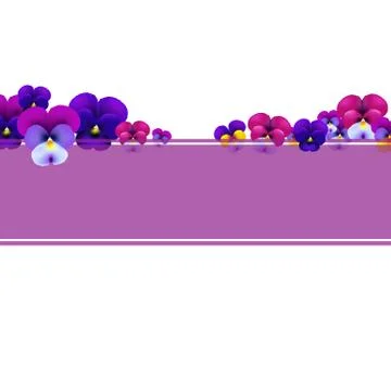 Violet banner with flowers Stock Illustration