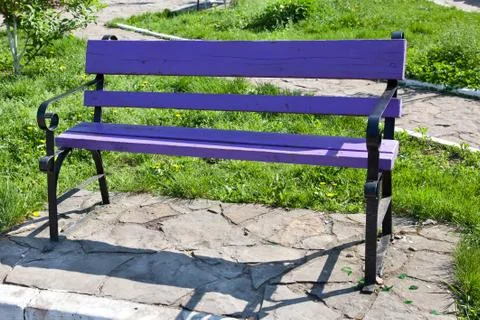 Violet bench Stock Photos