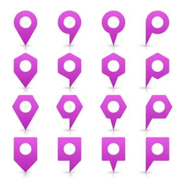 Violet blank map pin sign flat location icon Illustrazione stock
