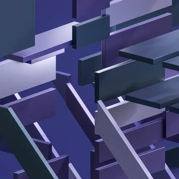 Violet blue abstract geometric shape 3d render illustration Stock Illustration