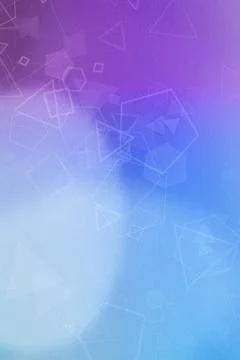 Violet-to-blue gradient background featuring translucent polygons and conne.. Illustrazione stock