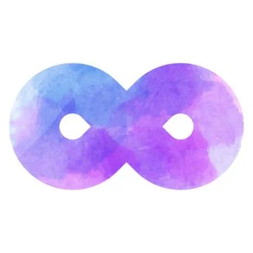 Violet-blue infinity symbol icon. Watercolor vector texture Stock Illustration