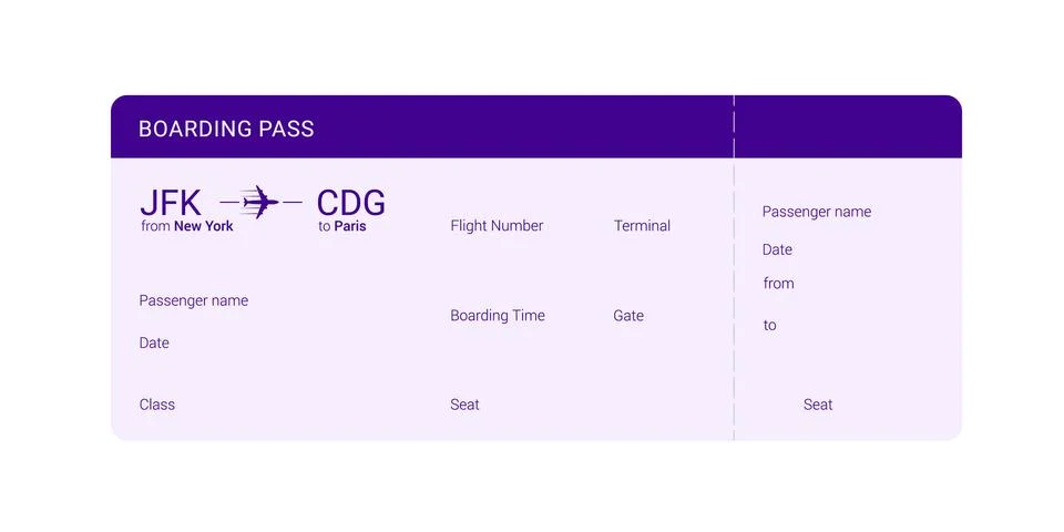 Violet boarding pass Stock Illustration