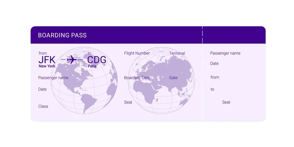 Violet boarding pass Stock Illustration