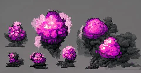 Violet burst sprites for game or animation. Set of sequence explode with powder. イラスト素材