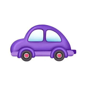 Violet car with hearts on wheels. Vector illustration Stock Illustration
