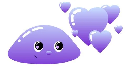 Violet character with hearts on white background Stock Illustration