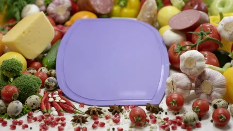 Violet chopping board for preparing ingredients for sandwich Stock Footage 231220971