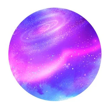 Violet circle background with outer space Stock Illustration