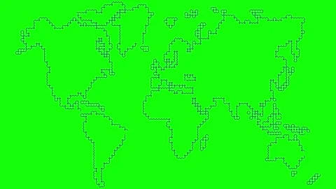 Violet circle pattern world map green Stock Footage 272593820