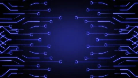 Violet circuit board pattern glowing on dark screen. Hardware motherboard s.. Stock Footage 340528420