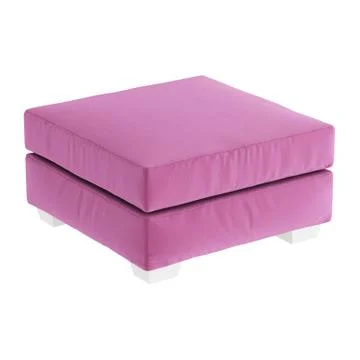 Violet cloth pouf on a white background. 3d rendering Stock Illustration