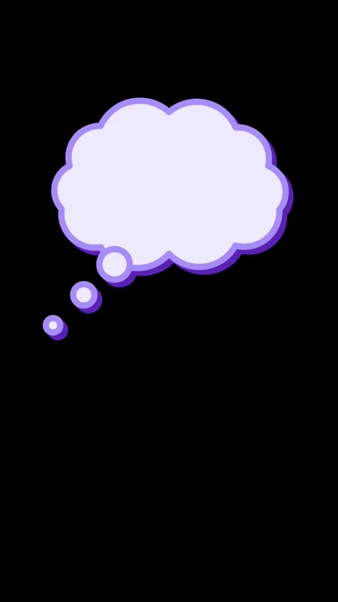 Violet cloud thought bubble, a cloud shaped thought bubble with trailing puffs Stock Footage 346725966